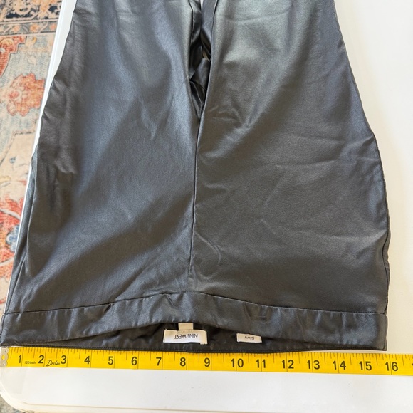 Nine West Faux Leather Black Pants with Side Zippers at Hem. - Picture 12 of 14
